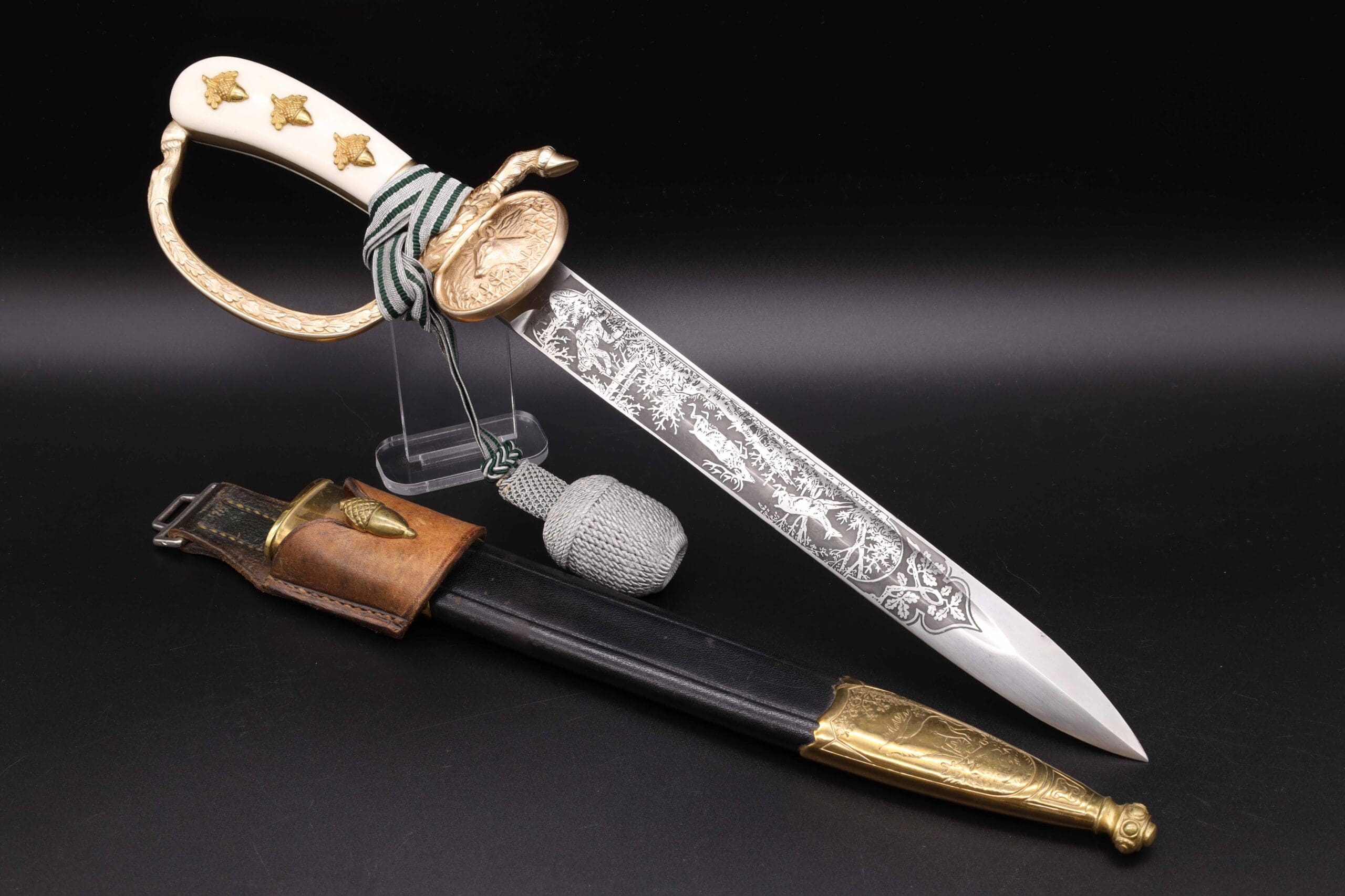 アンティーク 古道具 古農具 歯車 オブジェ プリミティブ z589 Deluxe Forestry Dagger with Deer Clamshell by Eickhorn - Edged